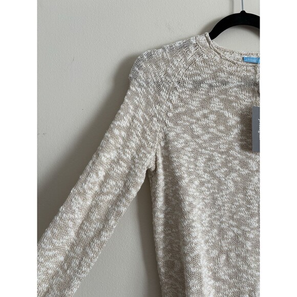 NWT $138 J McLaughlin Martie Raglan Sleeve Crewneck Sweater XS Beige White Prep - Picture 4 of 5